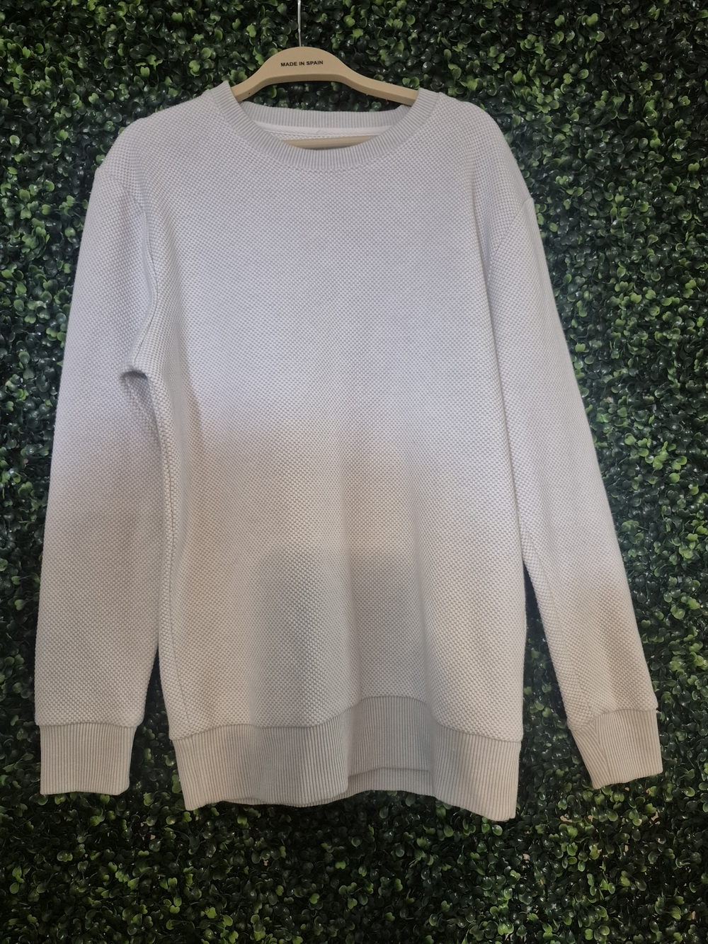 Zara Crewneck Textured Sweater in Light Beige